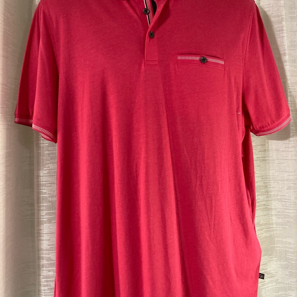 Ted Baker Tortila Slim Fit Pocket Polo Size 5 (XL) this is a Deep Pink NWOT